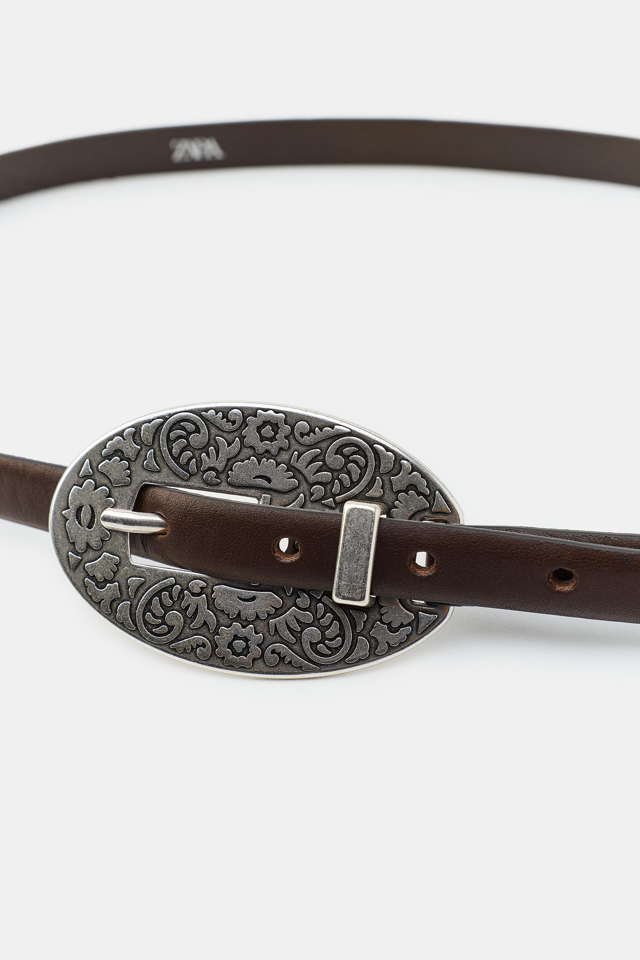 100% LEATHER BELT WITH ENGRAVED BUCKLE